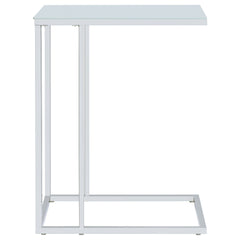 Stella White Glass Top C-Shaped Sofa Side Table Chrome - What&