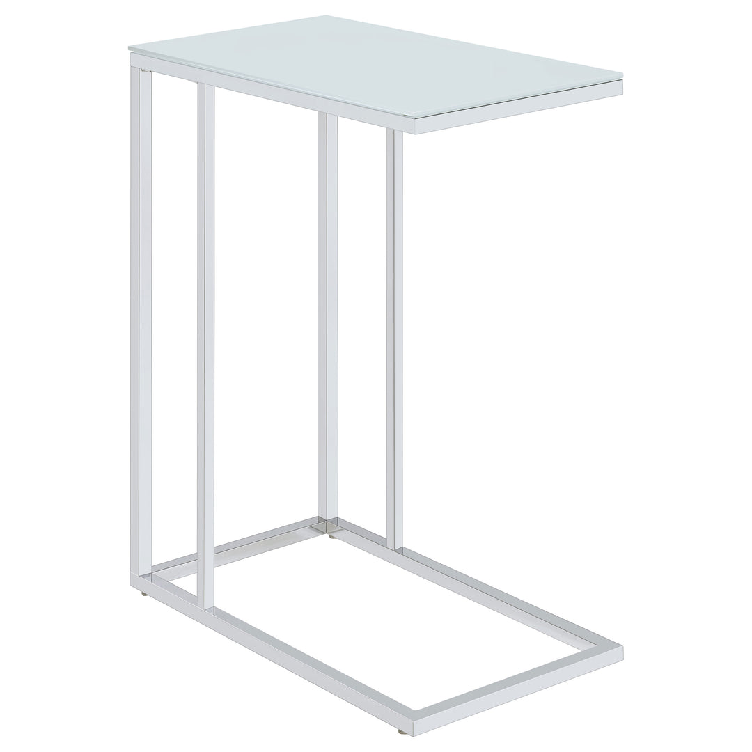 Stella White Glass Top C-Shaped Sofa Side Table Chrome - What&