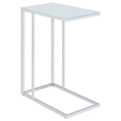 Stella White Glass Top C-Shaped Sofa Side Table Chrome - What&
