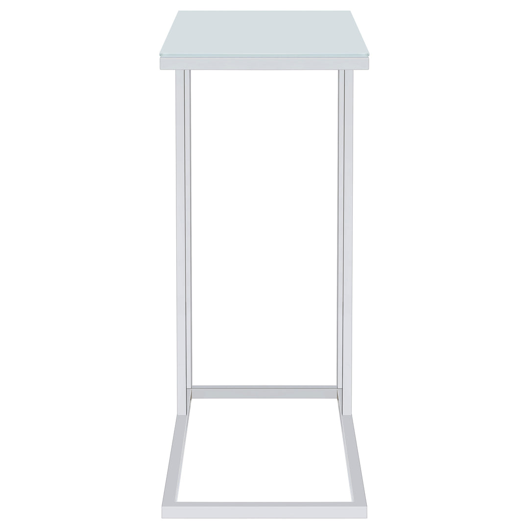 Stella White Glass Top C-Shaped Sofa Side Table Chrome - What&