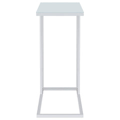Stella White Glass Top C-Shaped Sofa Side Table Chrome - What&