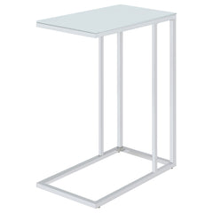 Stella White Glass Top C-Shaped Sofa Side Table Chrome - What&