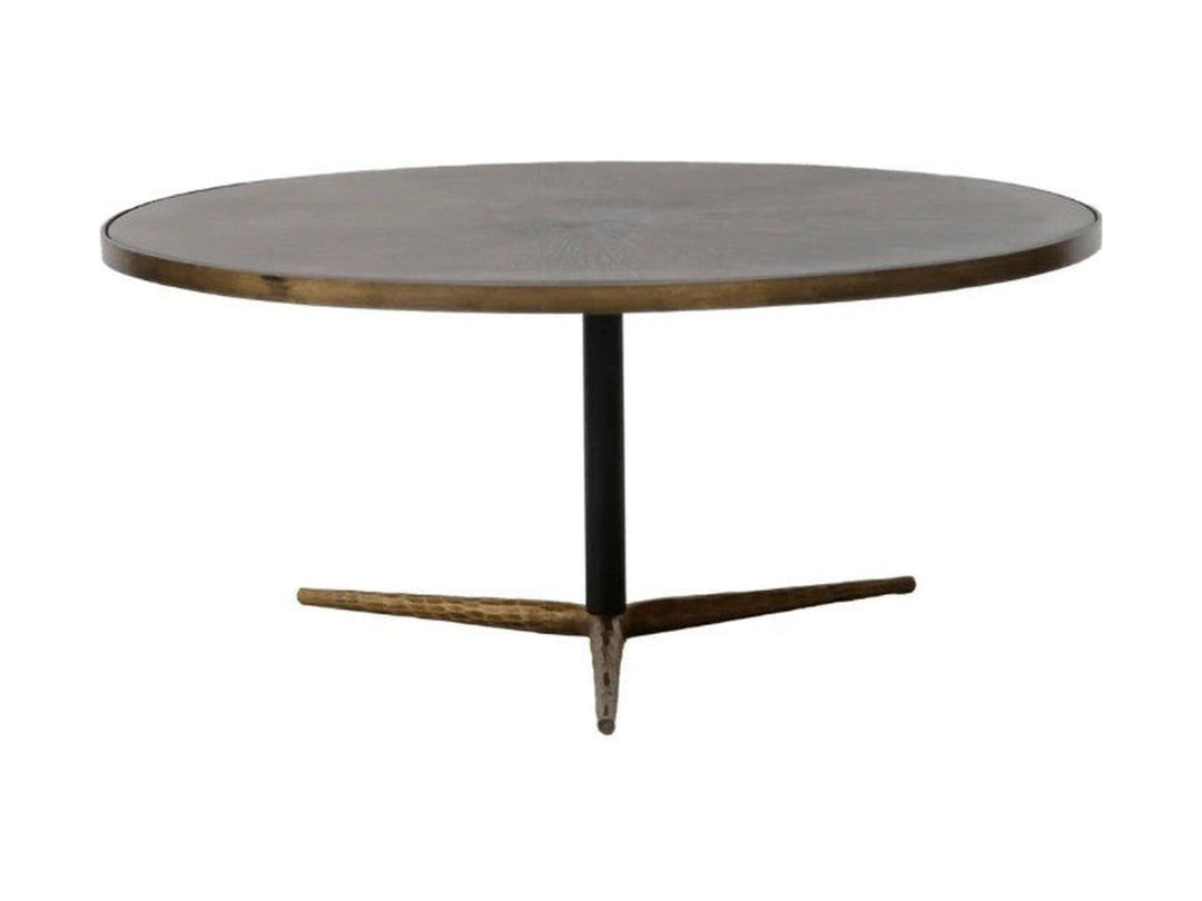 Stellar Round Coffee Table in Antique Brass - antique brass round coffee table by LH Imports - Whats New Furniture Portland OR
