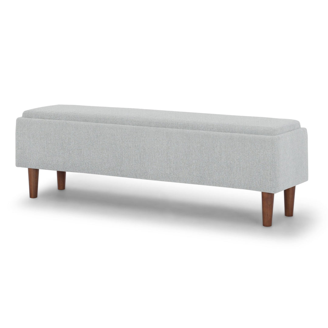 Stockton Storage Bench in Nosh Kit side angle - upholstered storage bench private label - Whats New Furniture Portland OR