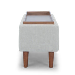 Stockton Storage Bench in Nosh Kit end view - upholstered storage bench private label - Whats New Furniture Portland OR