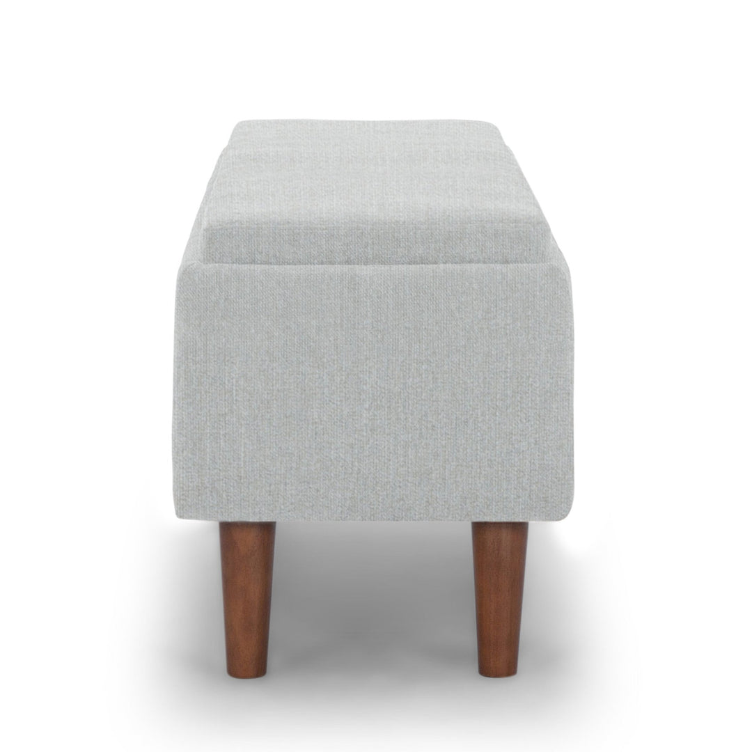 Stockton Storage Bench in Nosh Kit side view - upholstered storage bench private label - Whats New Furniture Portland OR
