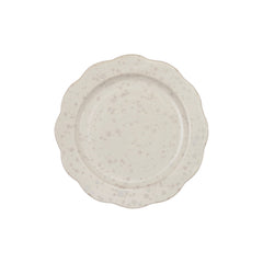 10" Stoneware Scalloped Plate White Speckled - front view of the scalloped plate - Creative Co-Op - What&