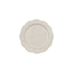 8" Stoneware Scalloped Plate White Speckled - front view of the 8 inch scalloped plate - Creative Co-Op - What&