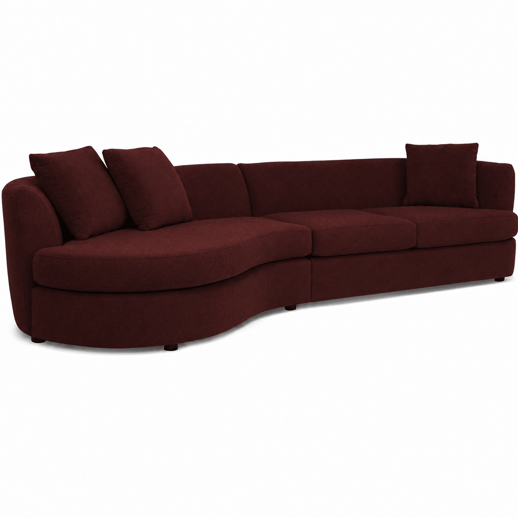 Andina Curved Sectional in Julia Chianti front view - sectional by Stylus - Whats New Furniture Portland OR