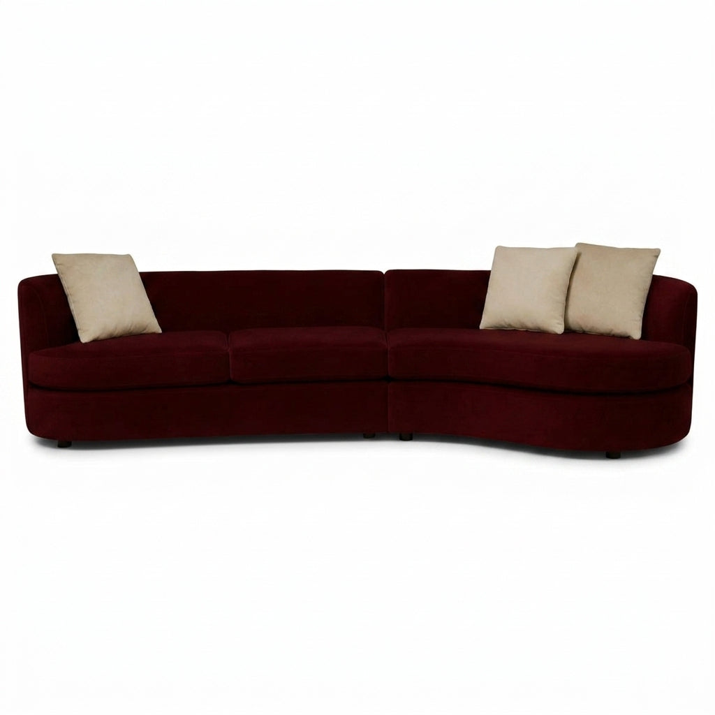 Andina Curved Sofa in Julia Chianti front view - sofa by Stylus - Whats New Furniture Portland OR