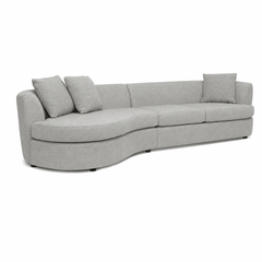 Andina Curved Sectional in Rockaway Platinum front view - sectional by Stylus - Whats New Furniture Portland OR