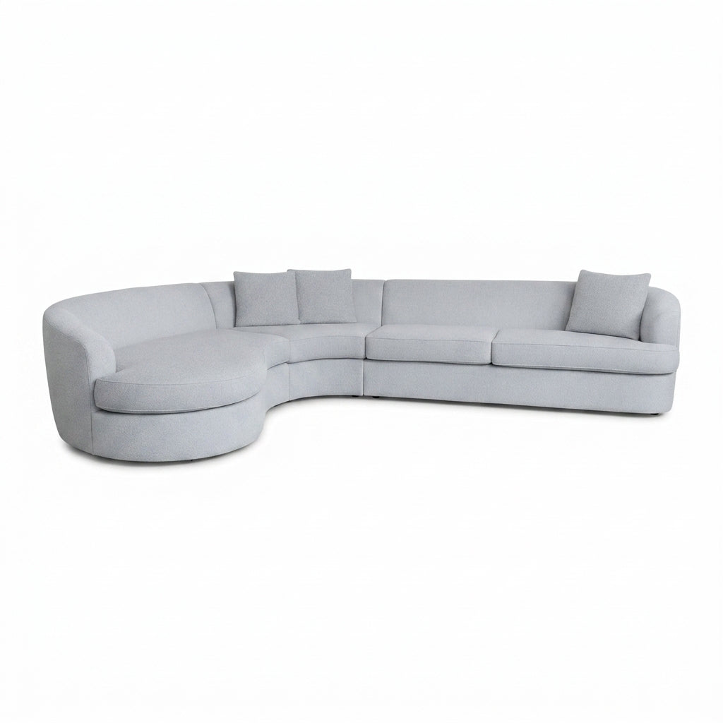 Andina Curved Sectional in Rockaway Platinum front view - sectional by Stylus - Whats New Furniture Portland OR