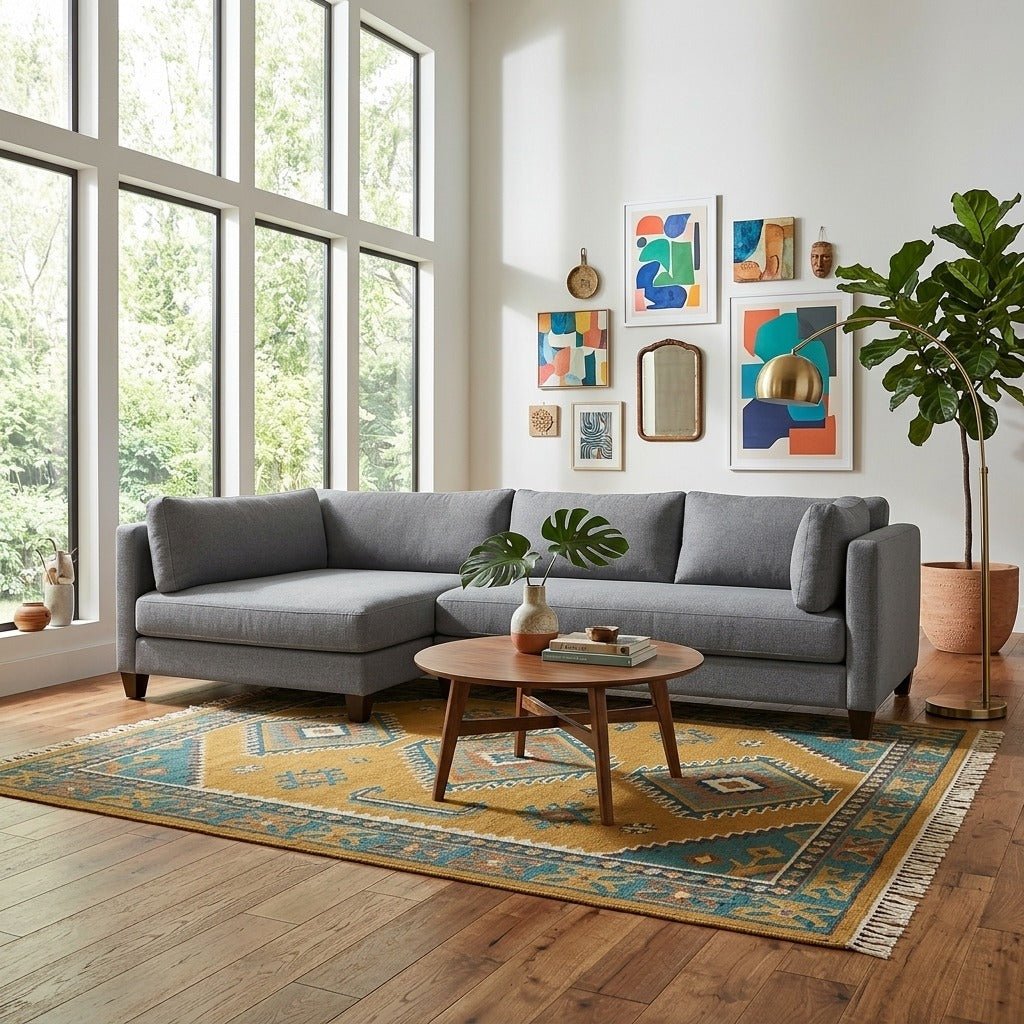 Birdy Open Chaise Sectional in Delray Stone room setting - Pacific Northwest open chaise sectional by Stylus - Whats New Furniture Portland OR