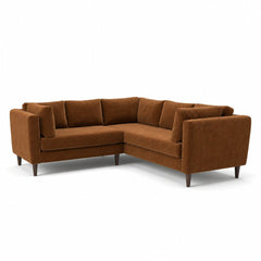 Birdy Sectional in Nexus Toffee warm brown fabric - mid-century modern sectional by Stylus - What&