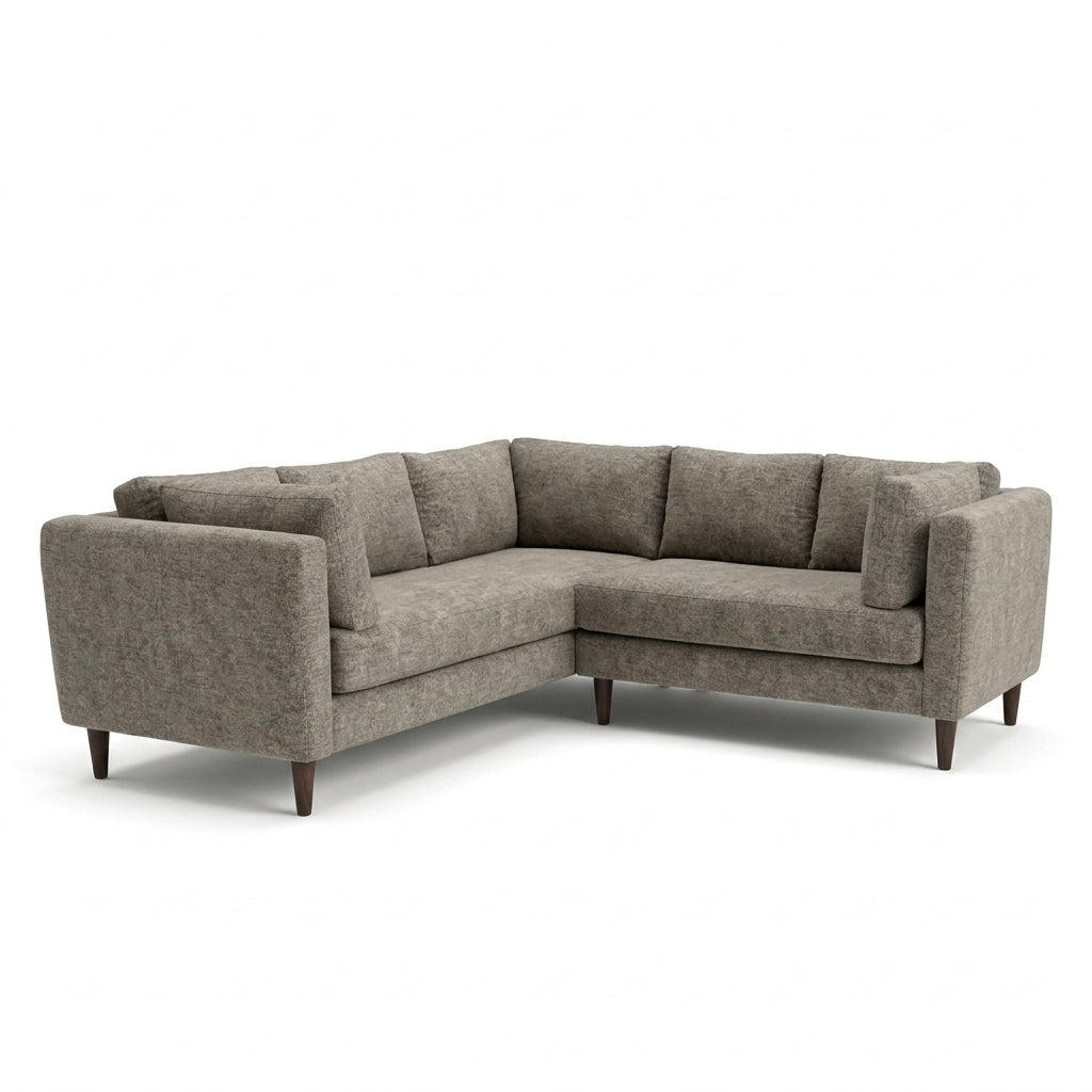 Birdy Sectional in Toscana Forest side angle - mid-century fabric sectional by Stylus - Whats New Furniture Portland OR