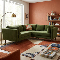 Birdy Sectional in Toscana Forest back view - mid-century fabric sectional by Stylus - Whats New Furniture Portland OR