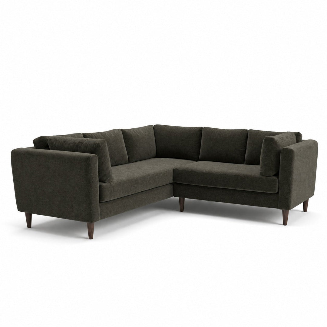 Birdy Sectional in Serenity Arbor earthy green fabric - mid-century modern sectional by Stylus - What&