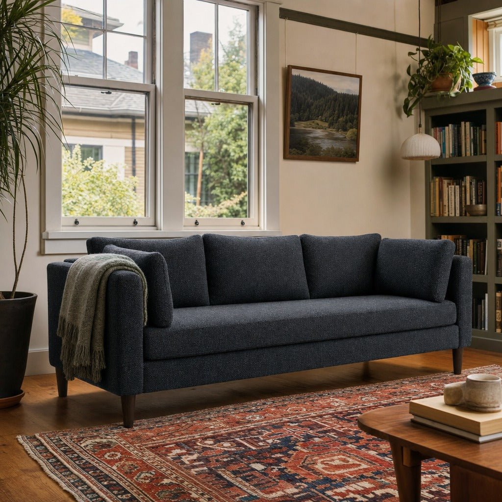 Birdy Sofa in Fairfax Eclipse styled in Portland Hawthorne Craftsman living room - Whats New Furniture