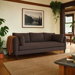 Birdy Sofa in Levi Raisin styled in Portland Alberta Arts foursquare living room - Whats New Furniture