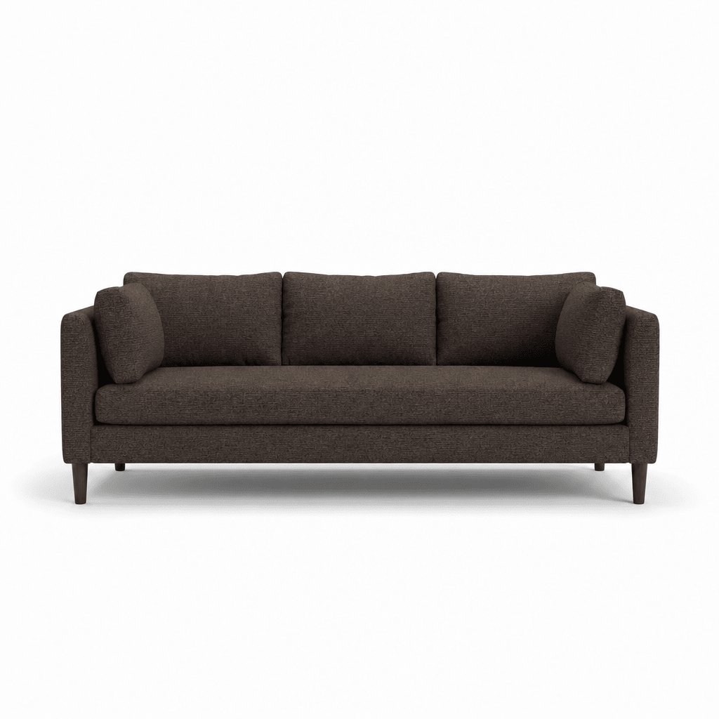 Birdy Sofa in Levi Raisin front view - sofa by Stylus - Whats New Furniture Portland OR