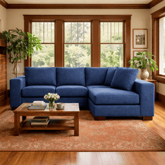 Block Reversible Sectional in Indigo side angle - reversible chaise sectional by Stylus - Whats New Furniture Portland OR