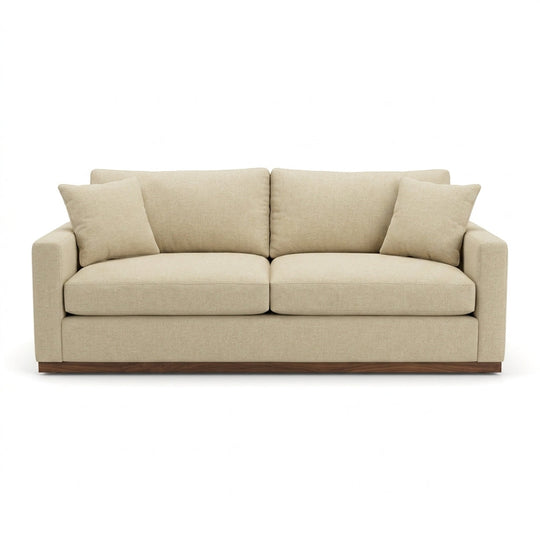 Byron Sofa in Malibu Sand front view - fabric sofa by Stylus - Whats New Furniture Portland OR
