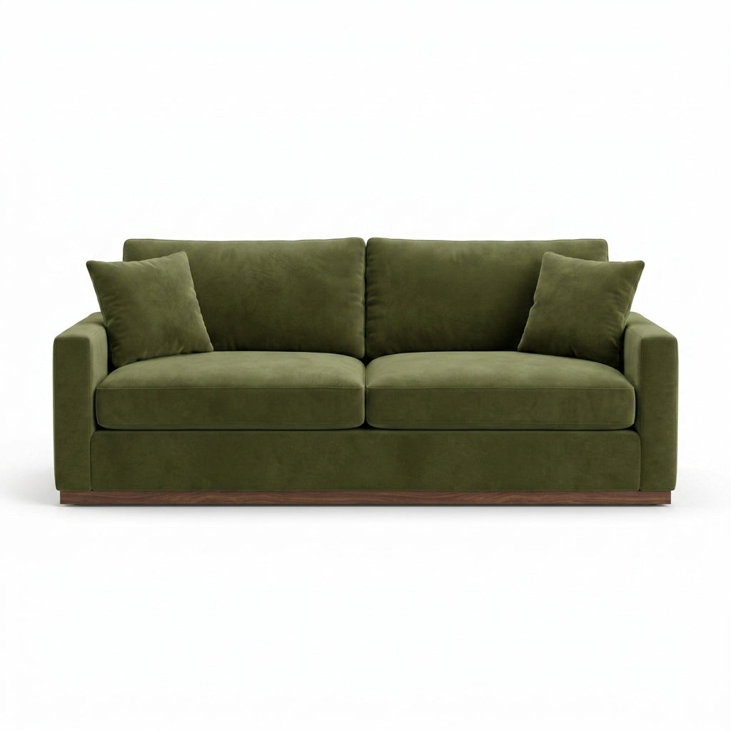 Byron Sofa in Toscana Forest front view - fabric sofa by Stylus - Whats New Furniture Portland OR