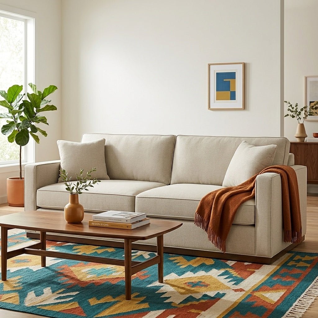 Byron Sofa styled in a bright Portland mid-century modern interior - Whats New Furniture