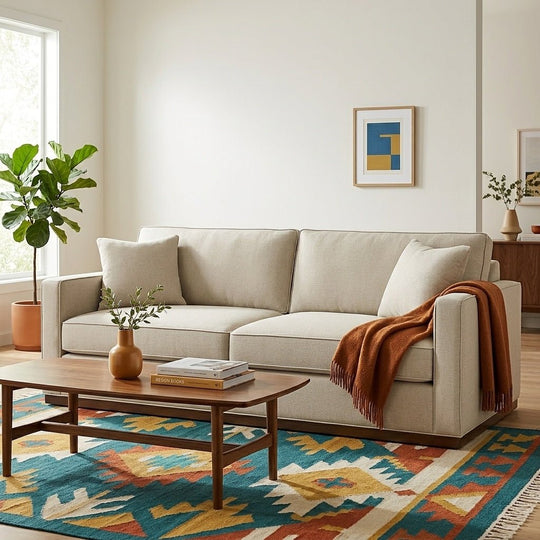 Byron Sofa styled in a bright Portland mid-century modern interior - Whats New Furniture