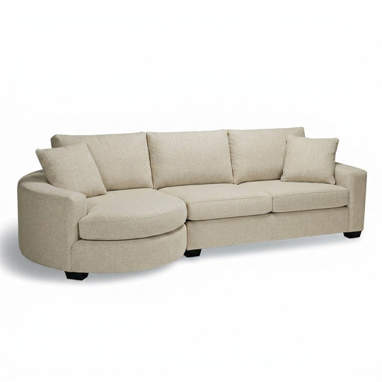 Cannon Sectional Sleeper Sofa in Alden Cloud cream fabric - Stylus mid-century made-to-order - Whats New Furniture Portland OR