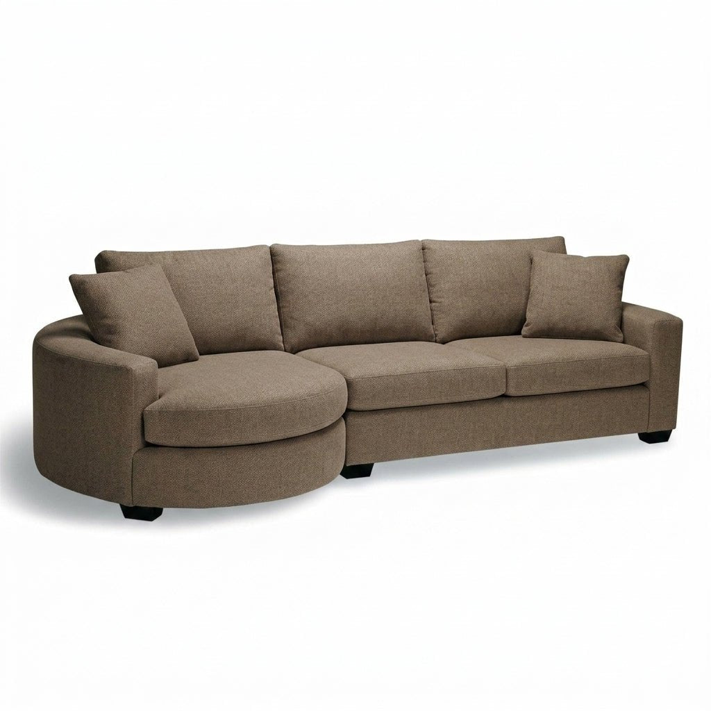 Cannon Sectional Sleeper Sofa in Analogy Stone taupe brown fabric - Stylus mid-century made-to-order - Whats New Furniture Portland OR