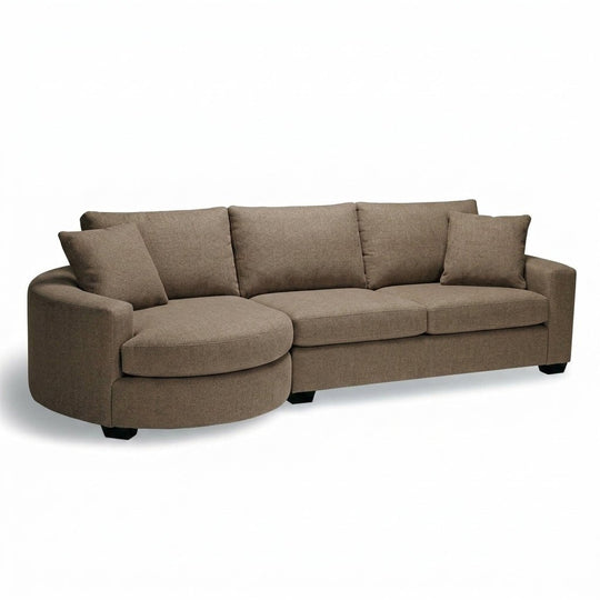 Cannon Sectional Sleeper Sofa in Analogy Stone taupe brown fabric - Stylus mid-century made-to-order - Whats New Furniture Portland OR