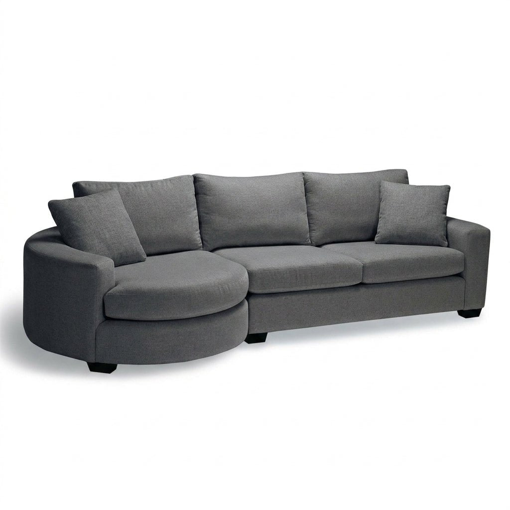 Cannon Sectional Sleeper Sofa in Element Carboncopy charcoal grey fabric - Stylus mid-century made-to-order - Whats New Furniture Portland OR