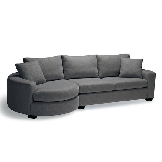 Cannon Sectional Sleeper Sofa in Element Carboncopy charcoal grey fabric - Stylus mid-century made-to-order - Whats New Furniture Portland OR