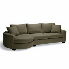 Cannon Sectional Sleeper Sofa in Sierra Olive sage-green fabric - Stylus mid-century made-to-order - Whats New Furniture Portland OR