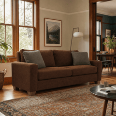 Cannon Sofa in Rhine Terracotta styled in a Portland Craftsman living room - Whats New Furniture