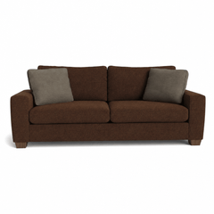 Cannon Sofa in Rhine Terracotta with Menlo walnut legs front view - 87 inch track arm chenille sofa by Stylus - Whats New Furniture Portland OR