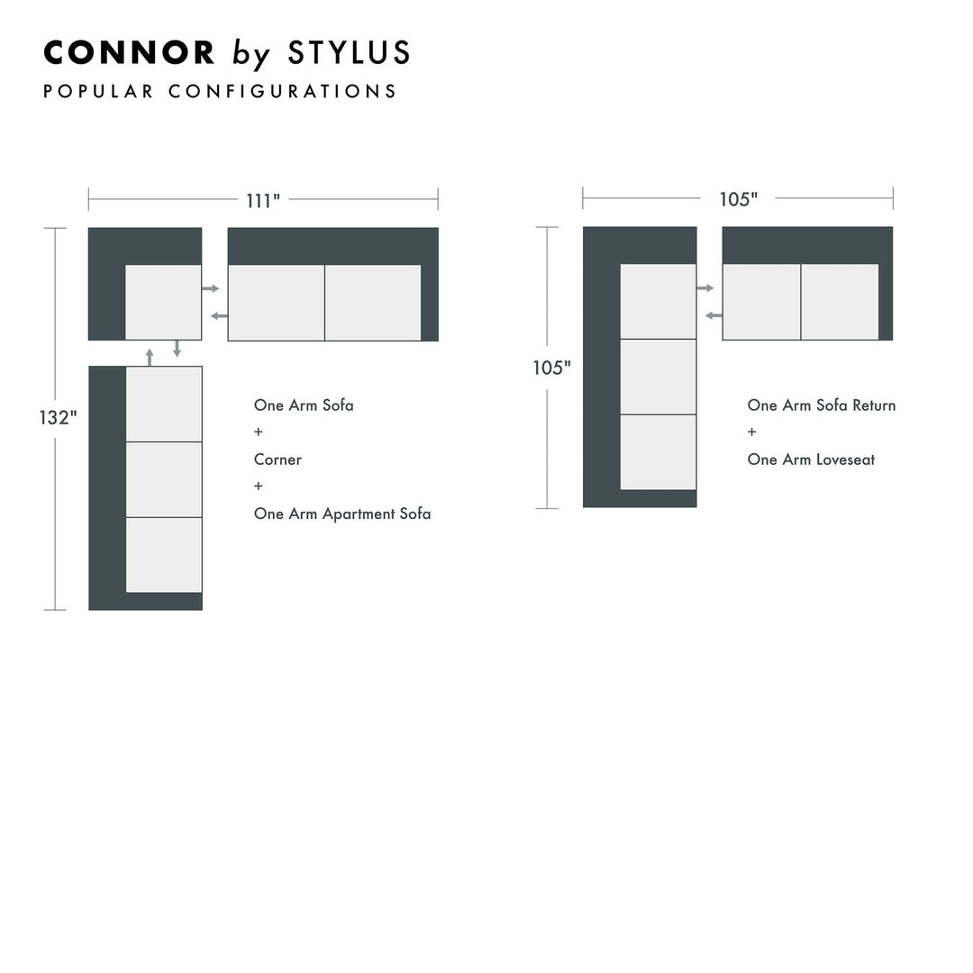 Connor Custom Sofa / Sectional sectional configuration view - custom sofa sectional by Stylus - Whats New Furniture Portland OR