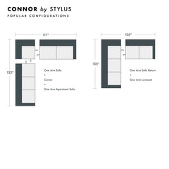 Connor Custom Sofa / Sectional sectional configuration view - custom sofa sectional by Stylus - Whats New Furniture Portland OR