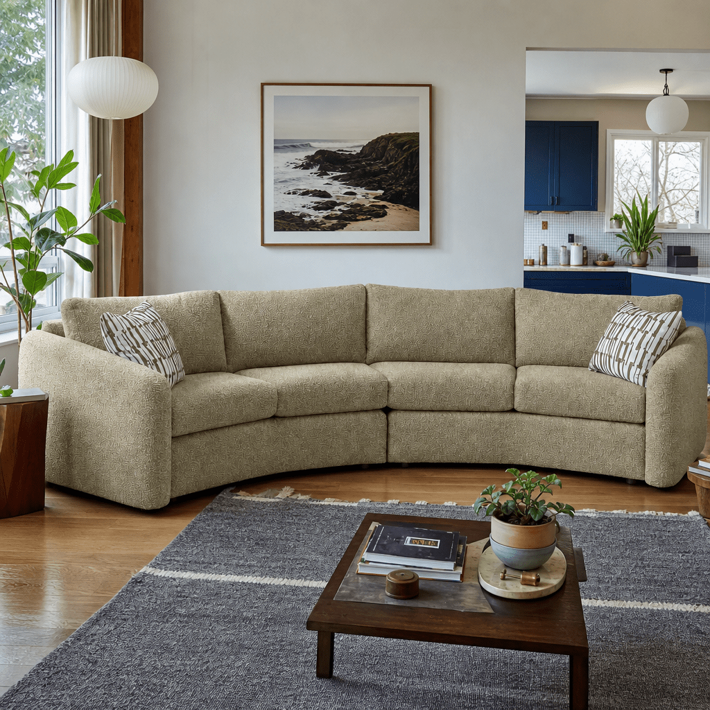 Ella Sectional Sofa in Wooly Mammoth styled in a Portland home - Whats New Furniture