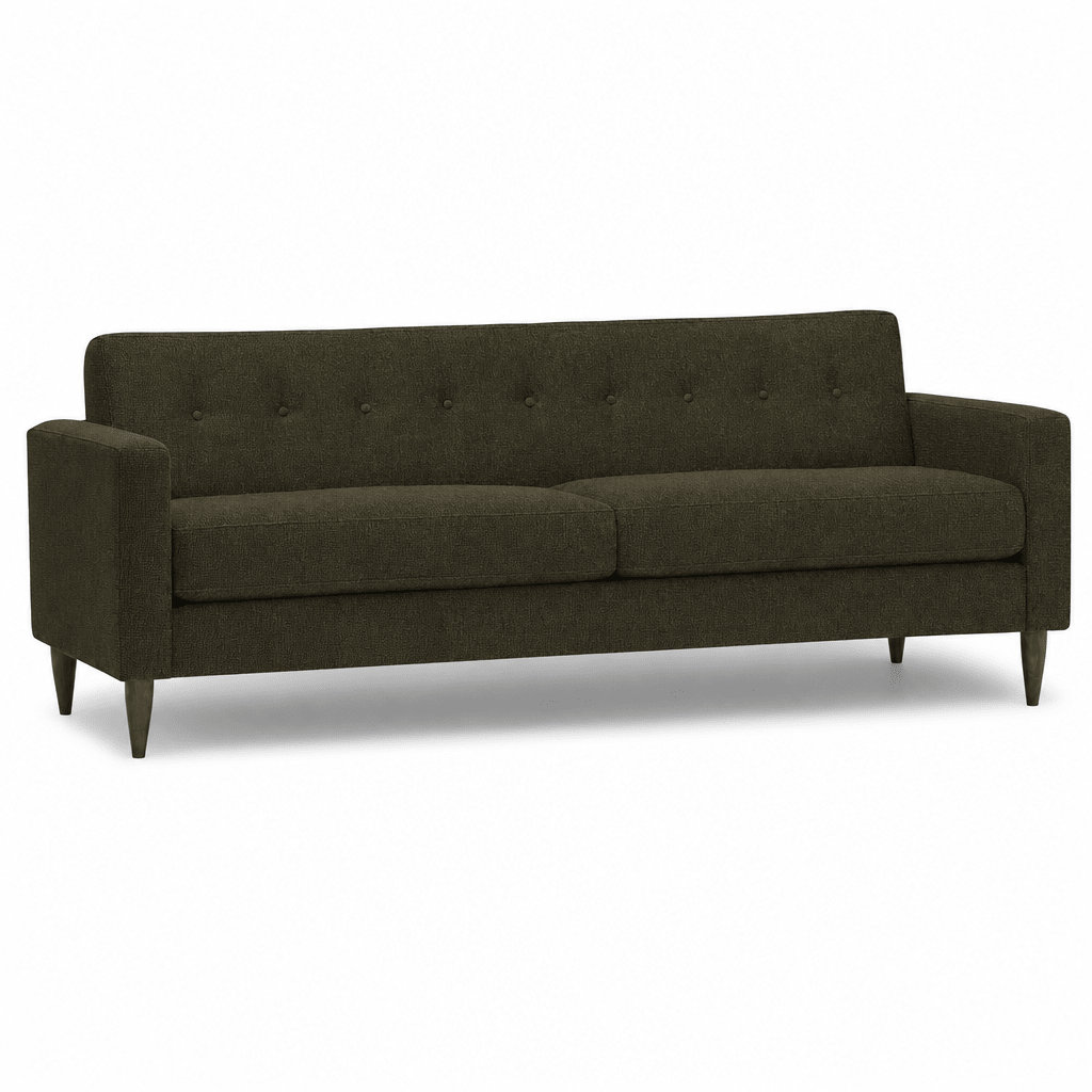 Elroy Apartment Sofa in Camila Olive front view - sofa by Stylus - Whats New Furniture Portland OR