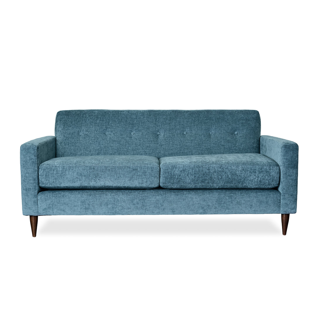 Elroy Apartment Sofa in Nile Ocean - apartment-scale custom fabric sofa by Stylus - Whats New Furniture Portland OR