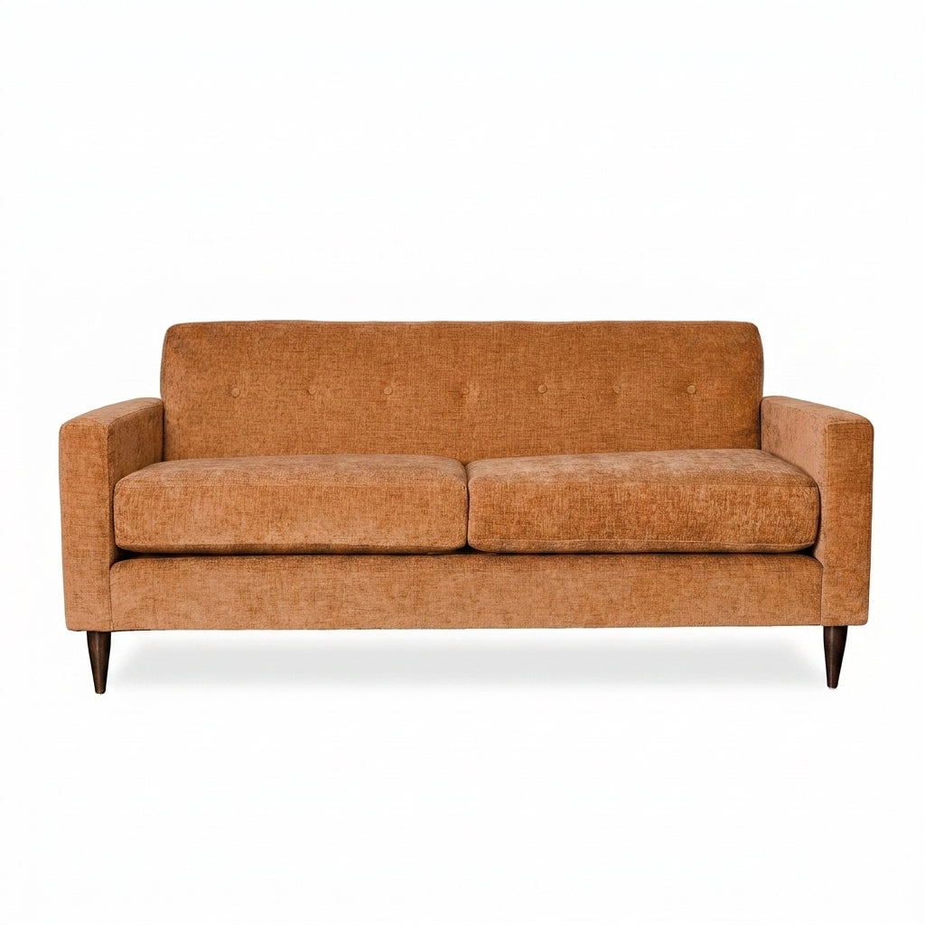 Stylus Elroy Apartment Sofa in Nile Pumpkin chenille — front studio view