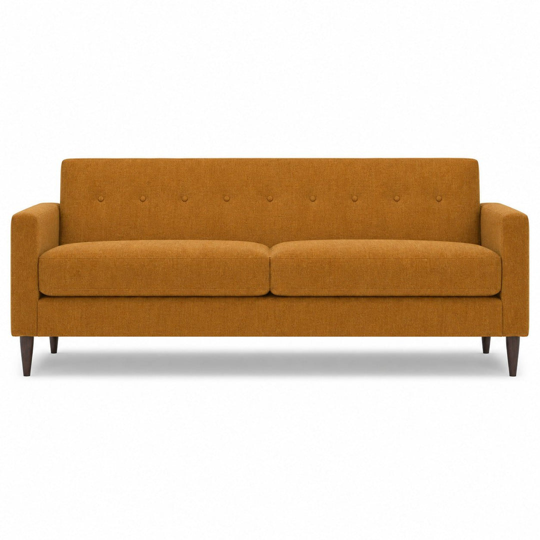 Elroy Sofa in Tempest Gold golden ochre fabric - mid-century modern sofa by Stylus - What&