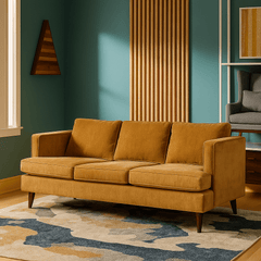 Enya Contemporary Sofa in Tempest Gold room setting - Pacific Northwest sofa by Stylus - Whats New Furniture Portland OR