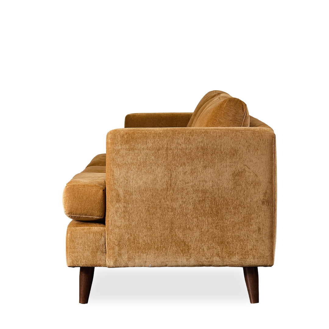 Enya Contemporary Sofa in Tempest Gold side view - Pacific Northwest sofa by Stylus - Whats New Furniture Portland OR