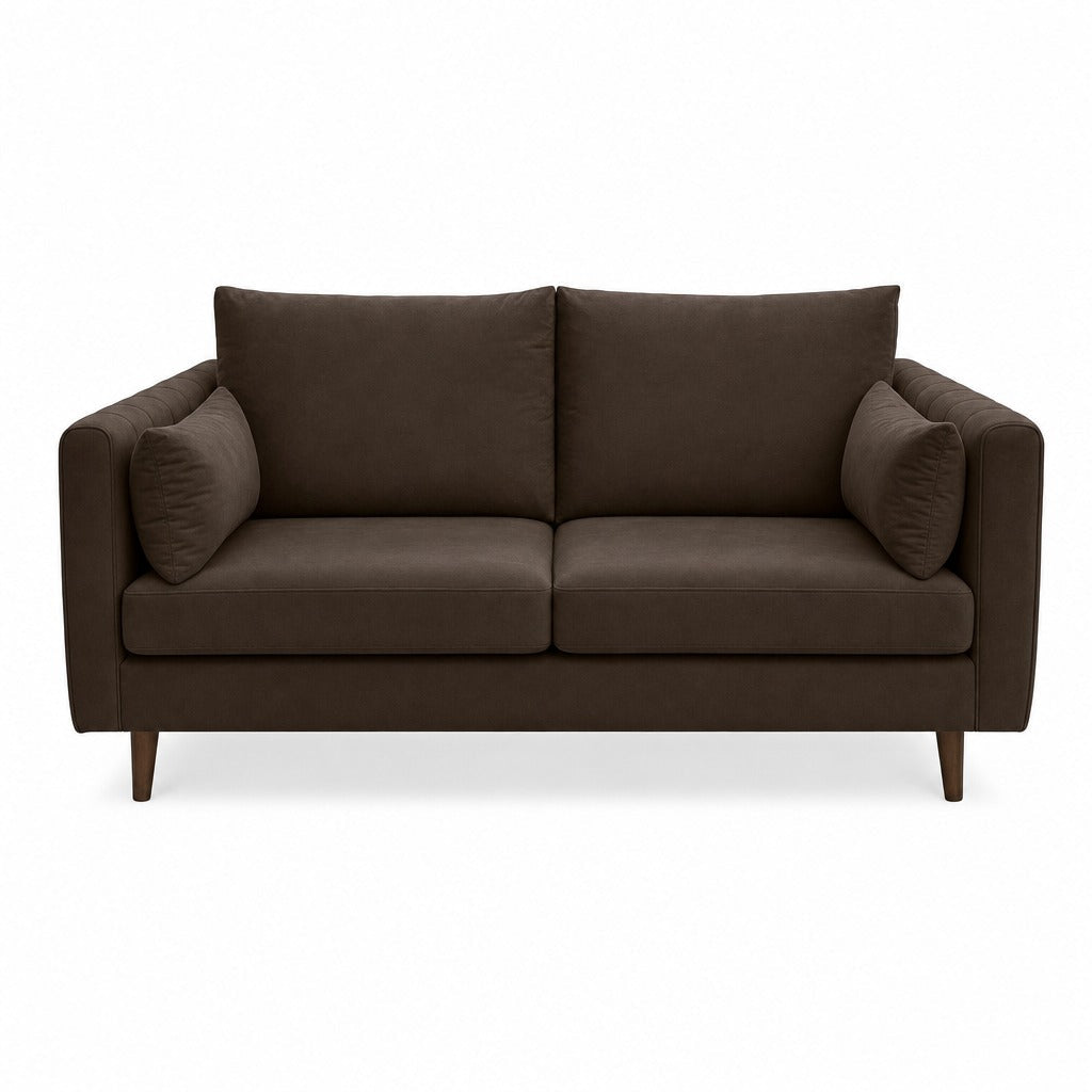 Fitz Apartment Sofa in Mythic Chocolate - mid-century channel-arm sofa by Stylus - Whats New Furniture Portland OR