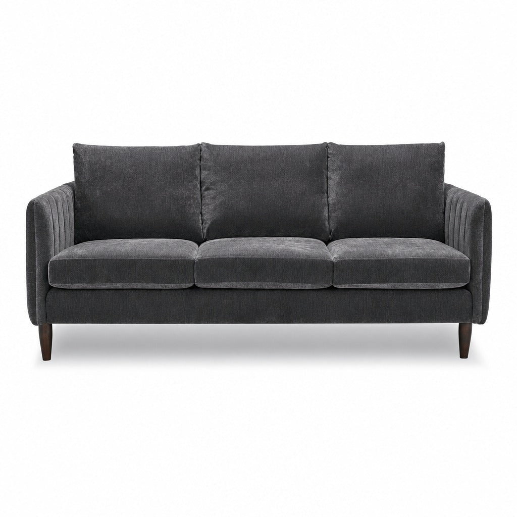 Fitz Modern Sofa in Palance Steel - mid-century channel-arm sofa by Stylus - Whats New Furniture Portland OR