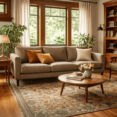 Fitz Modern Sofa in Kenley Indigo alternate angle - mid-century channel-arm sofa by Stylus - Whats New Furniture Portland OR