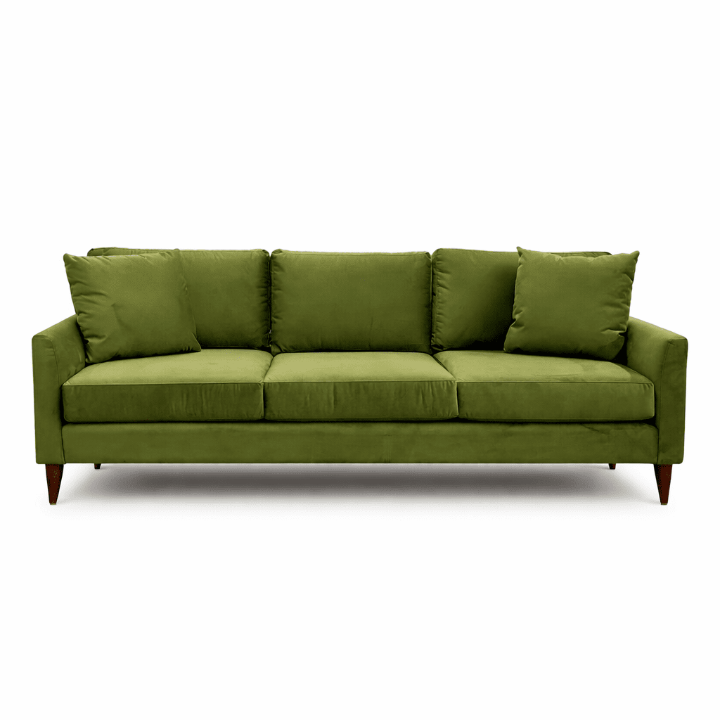 Fitz Modern Sofa in Kenley Indigo side angle - mid-century channel-arm sofa by Stylus - Whats New Furniture Portland OR